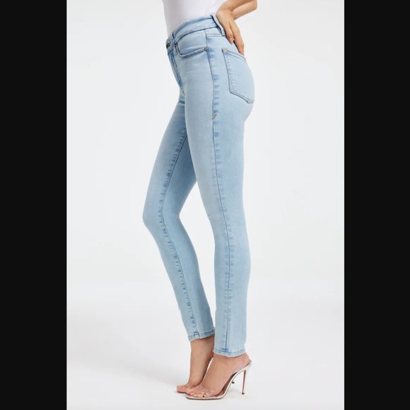 New Good American Good Legs skinny high rise distressed light wash ankle jean - Picture 3 of 15